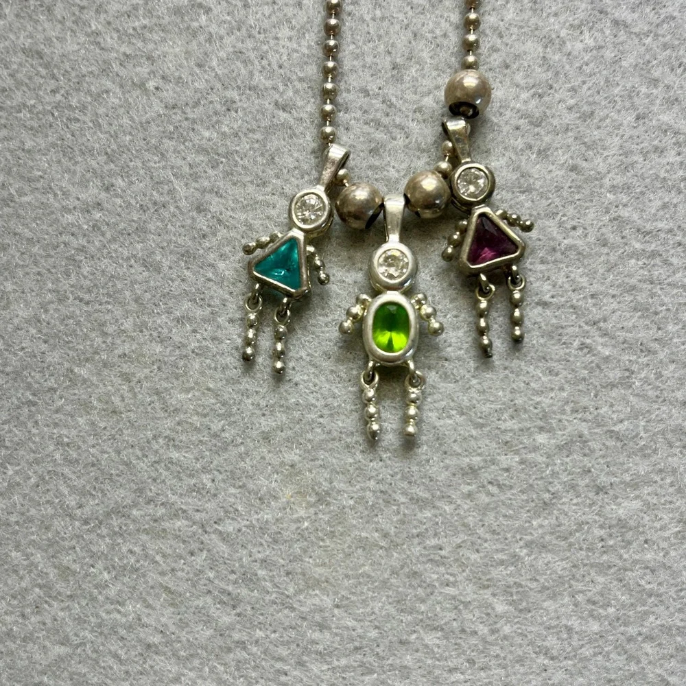 Silver 925 Ball Bead Chain Birthstone Kids Charm Pendants Aug Feb. Dec Necklace